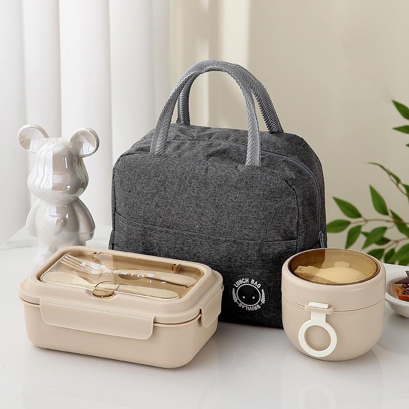 Lunch Box Portable for Children School Office Bento Box Compartment Sealed Food Container with Tableware Microwavable Heating