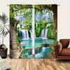 2pcs Scenic Waterfall Floral Printed Curtains Designed for Light Filtering Quality Material Ideal for Nature-Inspired Home W