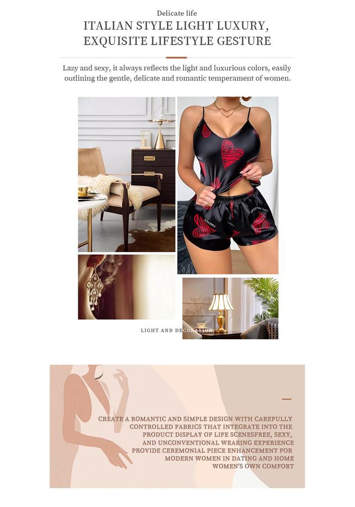 Ice Silk Backless Camisole Pajama Set - Women's Spring/Summer Homewear