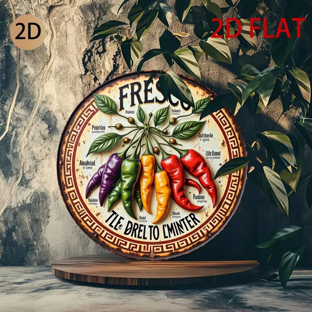 Metal Wall Art Colorful Peppers Sign Kitchen Dining Cafe Decor