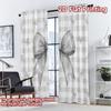 2D FLAT PRINTING 2pcs Curtains (Without Rod) Gingham Bows Design Modern Curtains&Window Treatment Versatile Fabric Curtains Gift