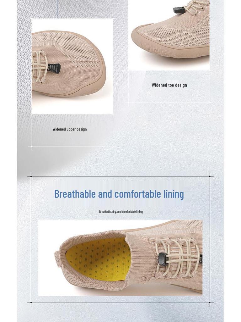 2025 Plus Size Mid-Calf Flyknit Lightweight Wide Toe Non-Slip Men's Sock Shoes for Spring and Autumn