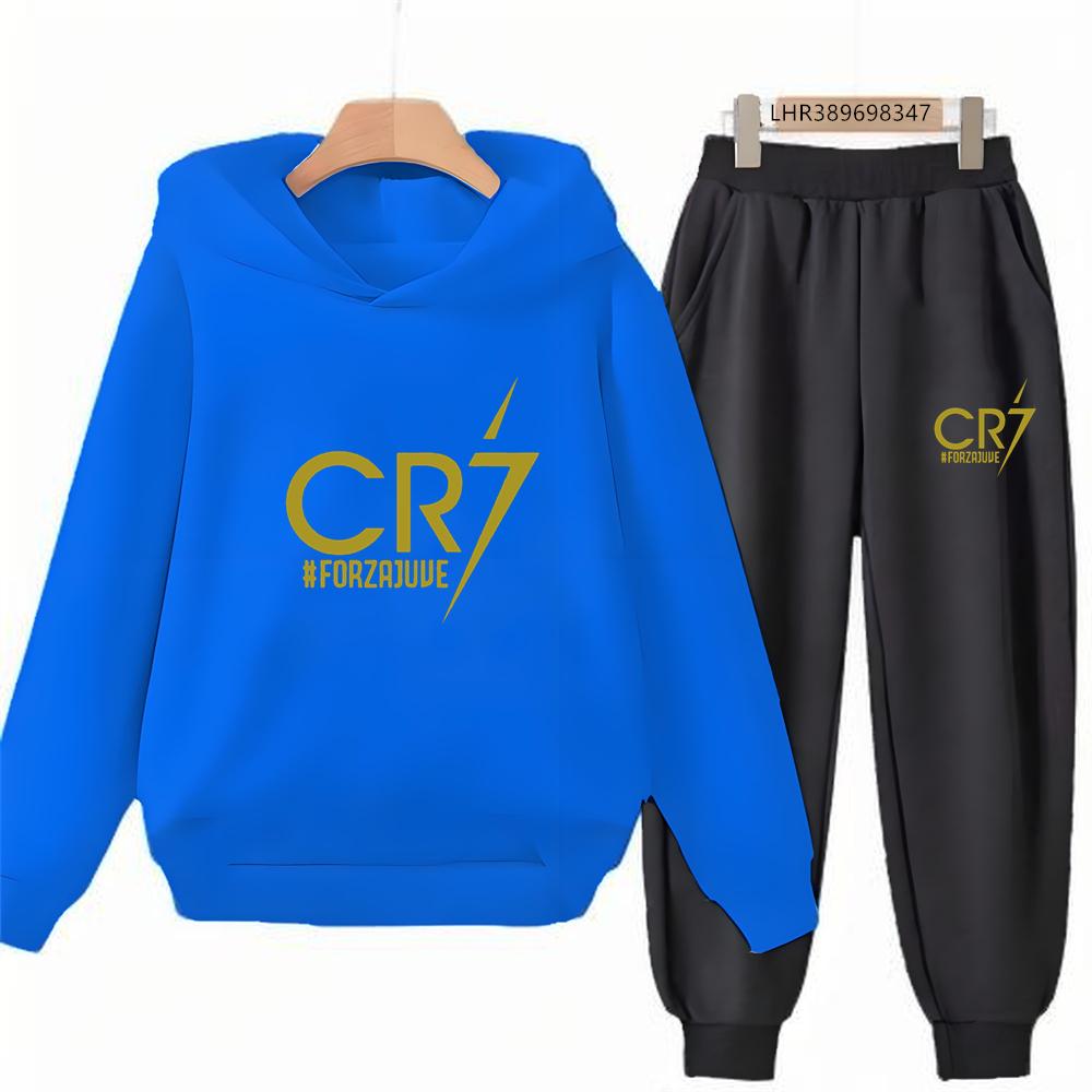 Autumn Football Star 3-12 Years Children Hoodie+Pants Suit Kid Sweatshirt 2Pcs Sets Boys Girls Trousers Toddler Tracksuits