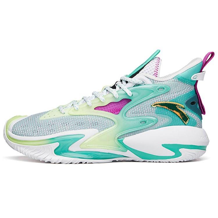 New Anta Berserk 3 Durable Breathable Mid Top Basketball Shoes White Green 112131601-2