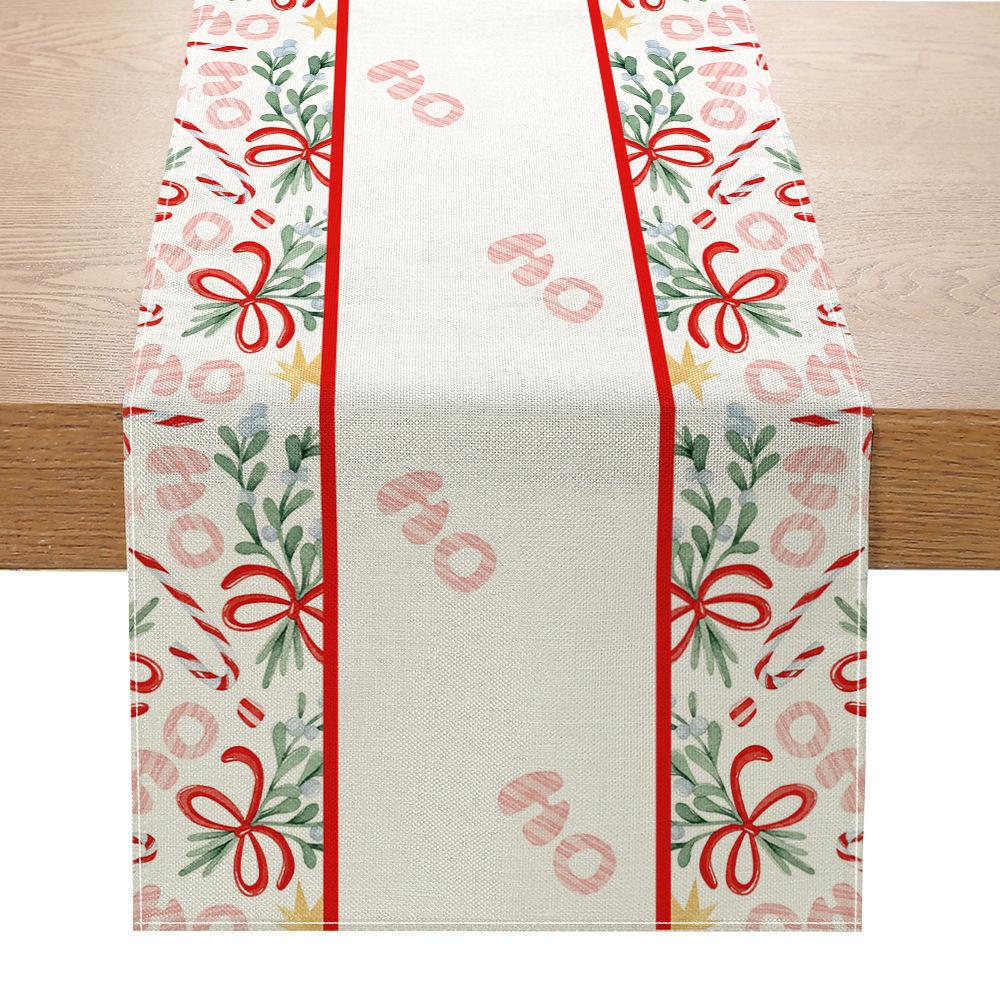 Christmas Printed Table Flag Kitchen Table Festive Decoration Small Tablecloth Linen Table Cloth