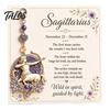 Zodiac Sign Pendant 12 Keychain with Keepsake Card, Star Pendant, Backpack Handbag Purse Charm, Inspirational Gift for Men Women