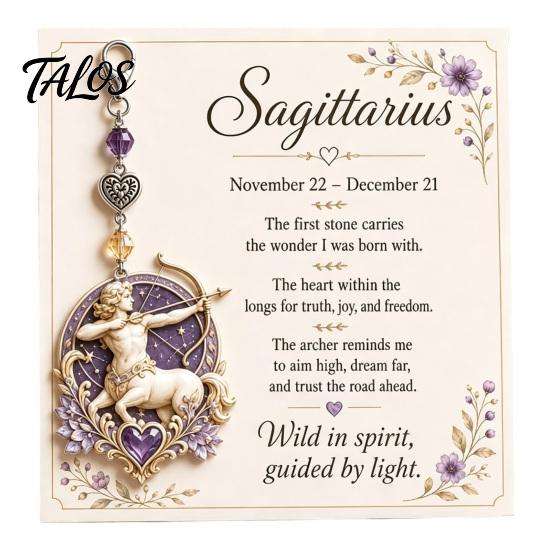 Zodiac Sign Pendant 12 Keychain with Keepsake Card, Star Pendant, Backpack Handbag Purse Charm, Inspirational Gift for Men Women