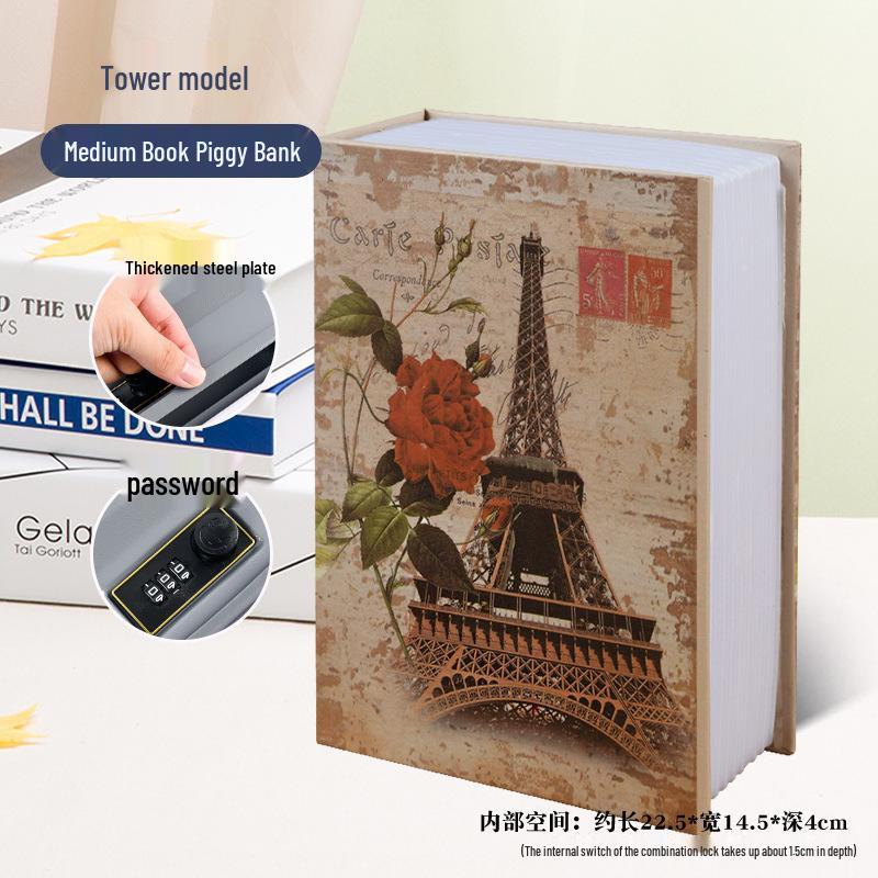 Creative Iron Book Safe: Password Protected Money Storage Box for Home or Office.