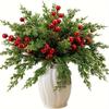 Fake Red Berry Christmas Pine Needles DIY Wreath Simulation Pine Needle  Desktop Living Room Decor
