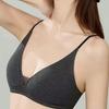 Dark Grey Ribbed Wireless Bra with Thin Adjustable Straps