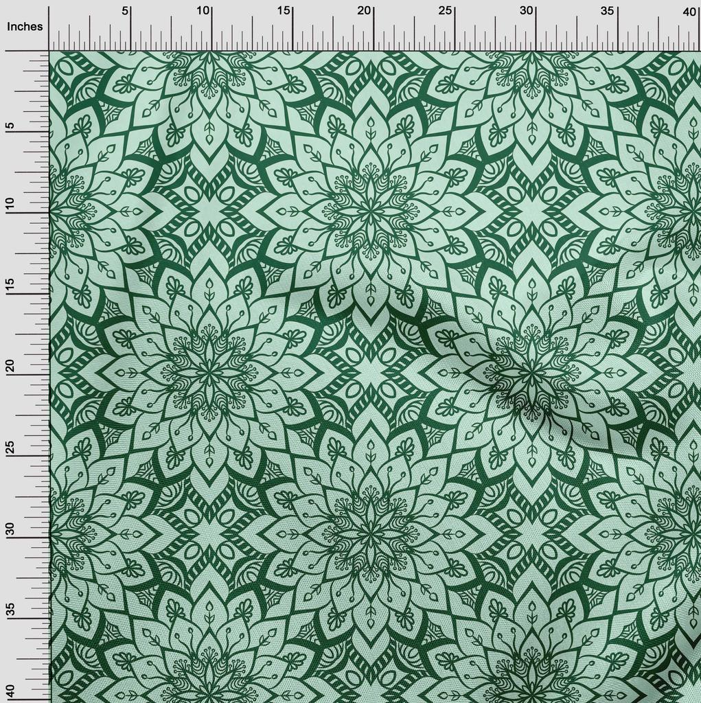 oneOone Cotton Flex Green Fabric Asian Bohemian Dress Material Fabric Print Fabric By The Yard 40 Inch