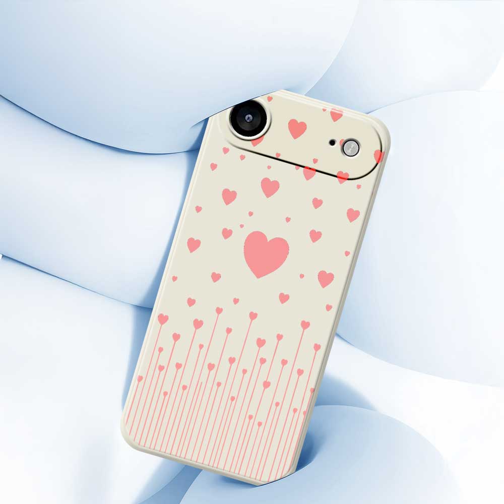 For iPhone 17 Air Case Pink Love Pattern Printing Straight Edge TPU Phone Back Cover