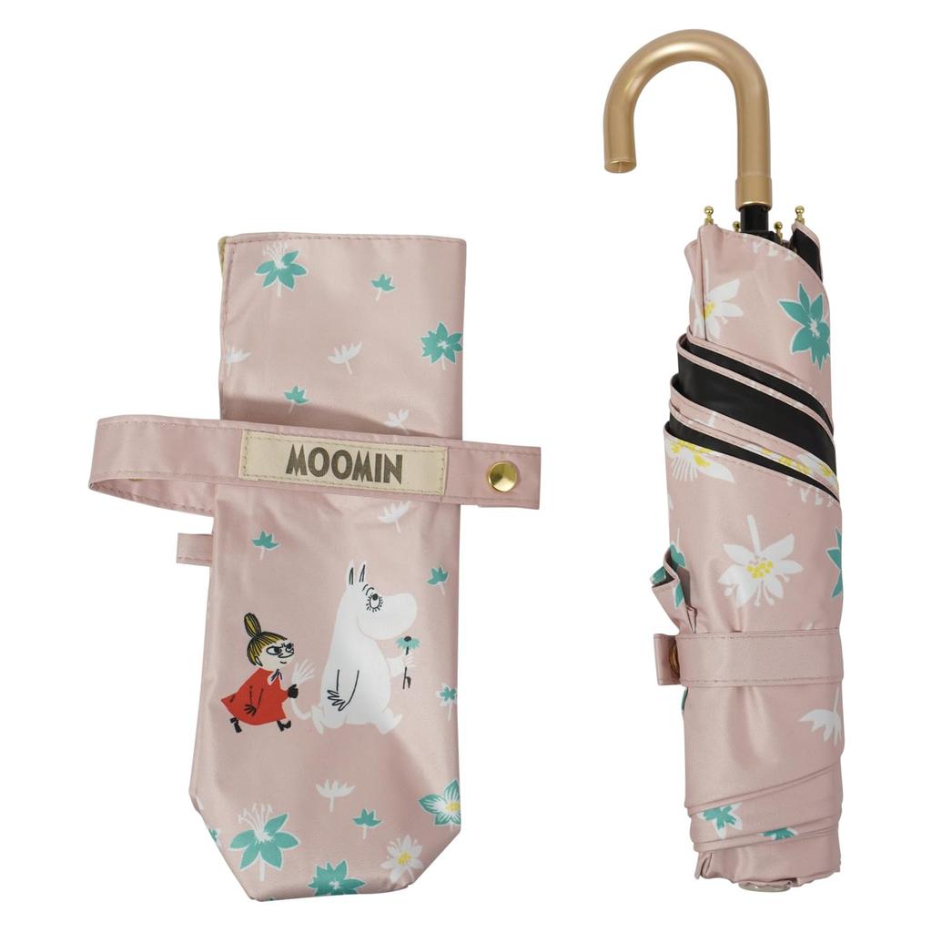 Moomin Folding Suitable for Sun and UV Suitable for Pink Umbrella, Rain, 51cm, 100% Protection, Lightweight, Compact, Water-Repellent, Heat-Shielding,