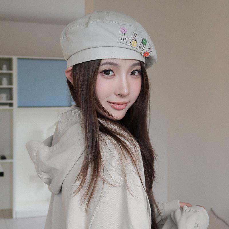 25 Early Autumn New Sweet Button Old Beret Female Retro Painter Hat