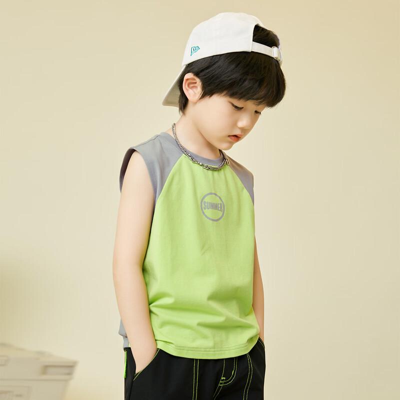 Boys  Summer Color Block Sleeveless Sports Vest 140