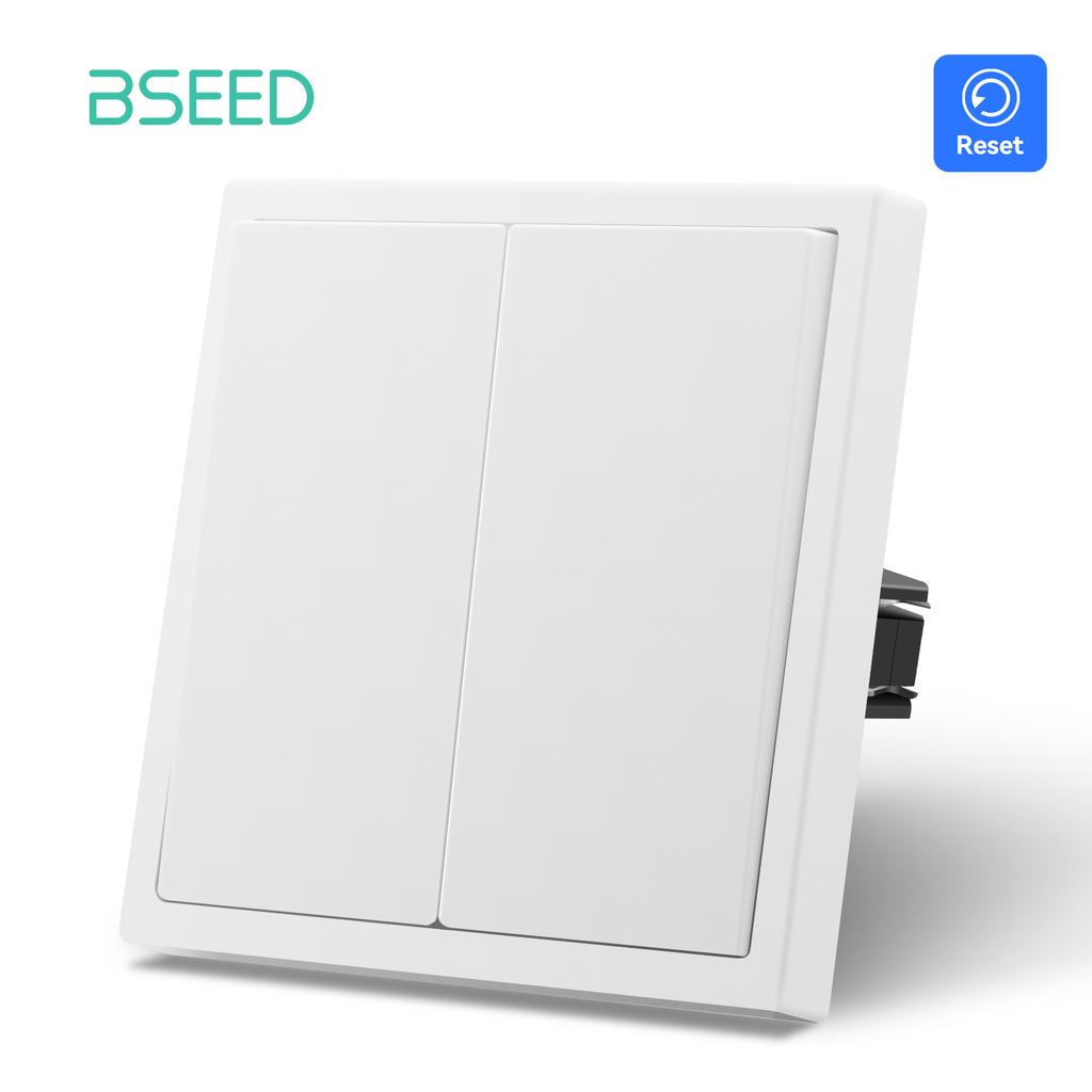 BSEED Single 1/2Gang Mechanical Light Switch Double Reset Wall Switch Bounce Buttons 1Way Plastic Matte Frames EU Standard