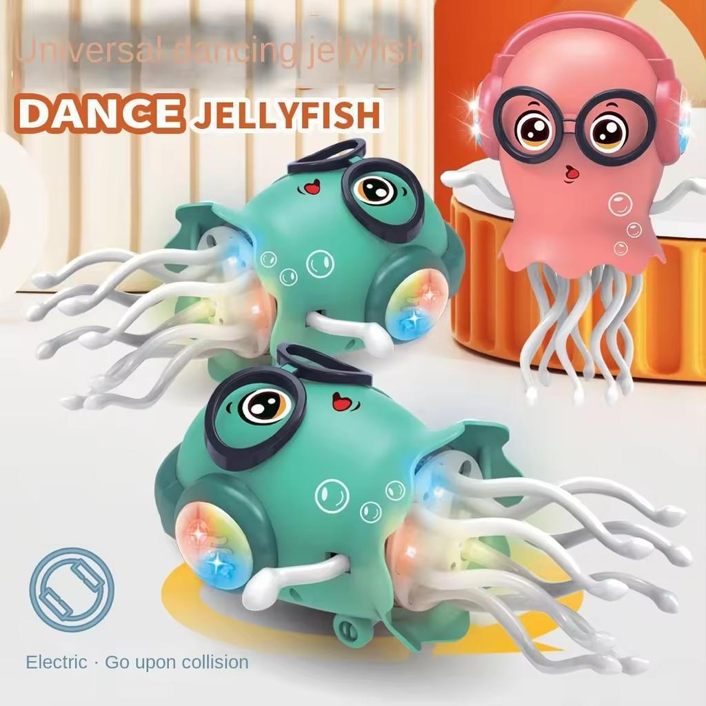 Polvo Elétrico Sensorial Brinquedo Lula Rastejante Música Luz Obstáculo Desvio Automático Brinquedo Dançante Móvel Efeito Spray Água-viva
