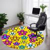 1 Stück Stuhlteppich mit Blumenmuster für das Büro, Runde Polyestermatte, Innendekoration für das Büro, Pflegeleichtes Gewebe, Waschbarer rutschfester Teppich