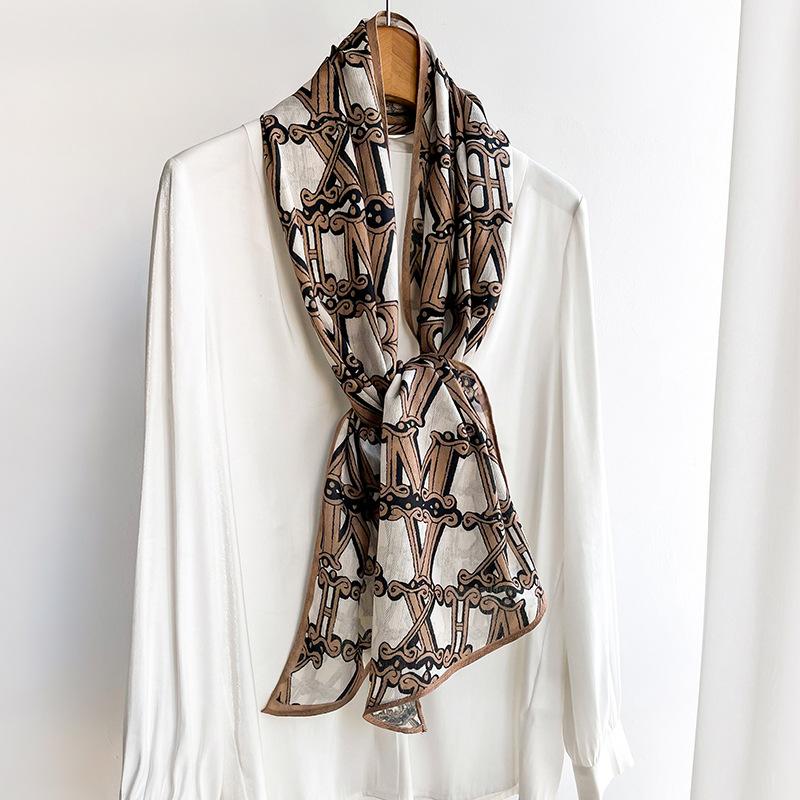 New Letters Korean High-end Fashion Long Ribbon Fashionable Versatile Professional Scarf with Suit Spring and Summer