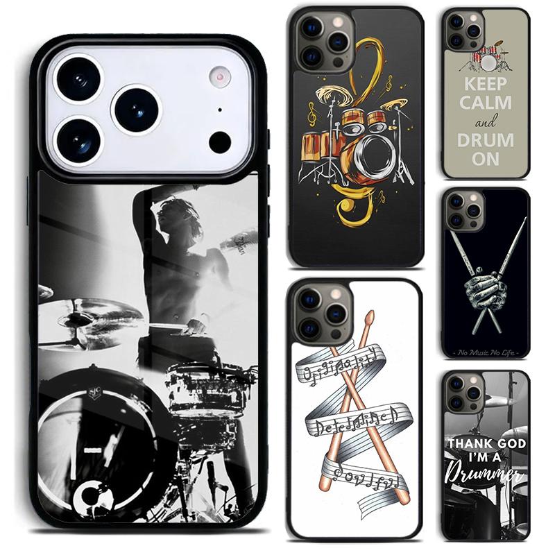 Musical Instrument Drum Soft Phone Case for iPhone 17 16 15 Pro Max Air 14 13 12 11 Plus Shockproof Capa Cover