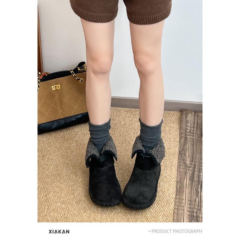Damen Wendbare Zwei-Wege-Trageleichte Klobige Sohle Winterisolierte Fleecefutter Schneestiefel Rutschfest Lässige Sportliche Baumwollstiefel