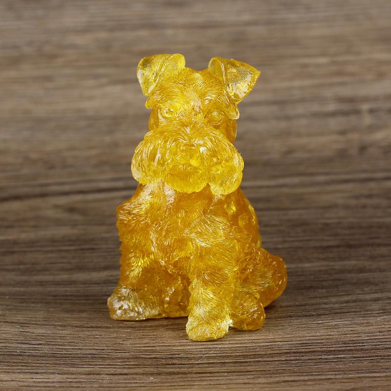 Szczeniak Schnauzera Żywiczna Kryształowa Statua Przedmioty do Wystroju Domu Różowy Kryształ Kamień Miłości Rzeźby i Figurki Schnauzerów Wystrój Domu