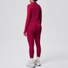 Women's Stand Collar Knit Zipper Jacket, Sports Bra & Yoga Pants Set