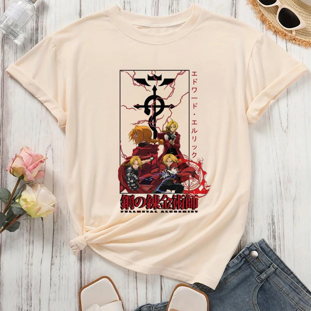 Fullmetal Alchemist top tees teen hip hop streetwear 80s Digital 2000s Punk top tees Gothic Retro Graphic streetwear 2000s