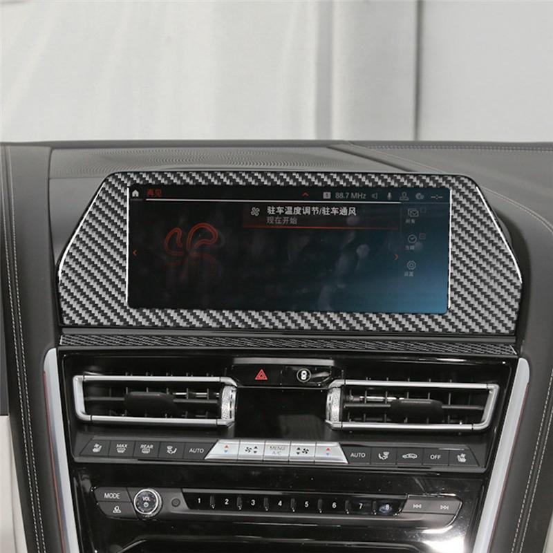 ABLZ-Center Console Navigation Screen Panel Cover Trim In Carbon Fiber For BMW 8 Series G14 G15 G16 -  Auto Accessories