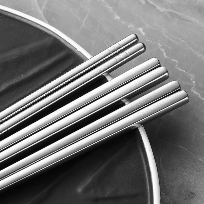 304 Stainless Steel Anti-slip Chopsticks - 10 Pairs