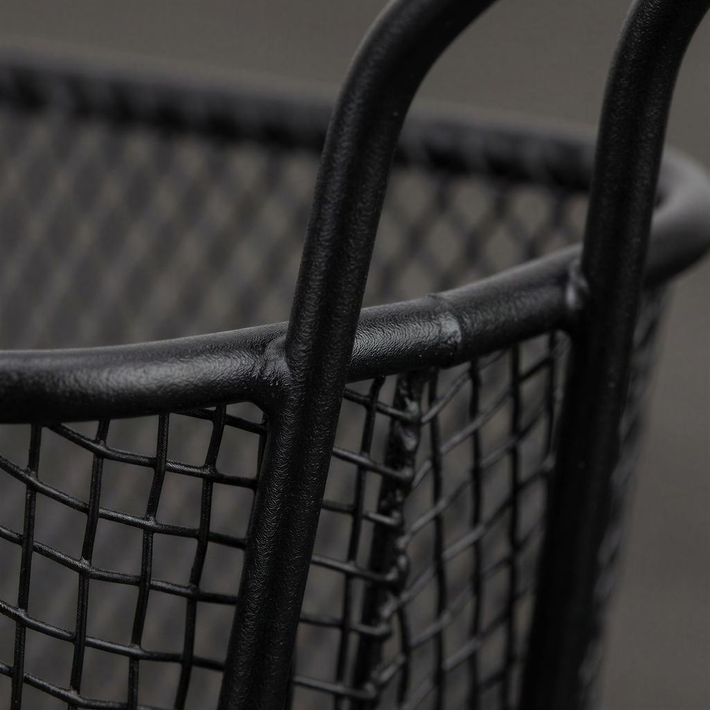 Steel Fries Basket Black 350 Ml Painted For Serving 18×10.5×6.5