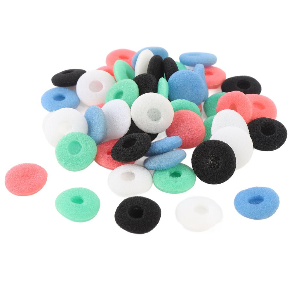 50pcs Earbud Sponge Cover Black White Red Blue Green 15mm Noise Isolation Sponge Earbud Tip for MP3