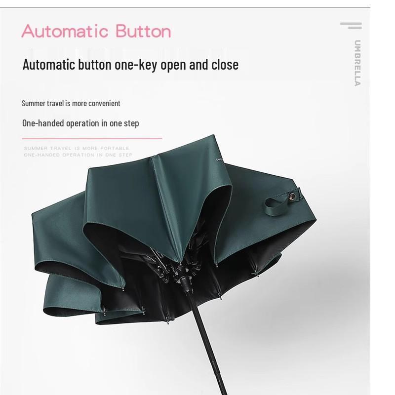 Vindtät Dubbelanvändning UV-skydd Parasoll: Svartlim Sol- eller Regnskärm, Kreativ Design för Män & Kvinnor, Studentvänlig Dubbelvikbar