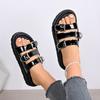 New Arrival 2026: European Style Plus Size Open Toe Leather Buckle Flat Sandals for Women