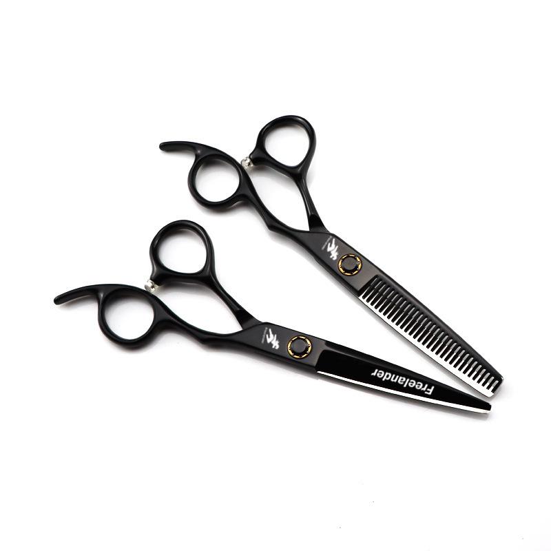 6.0-inch Black Painted Bearing Screw Hairdressing Barber & Thinning Scissors Set