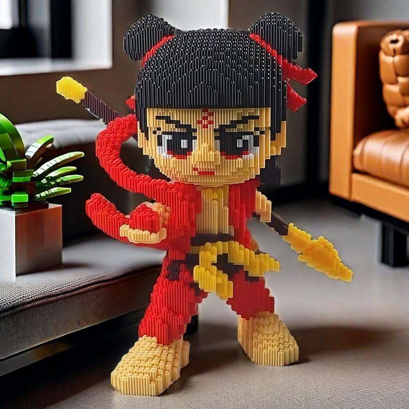 Lego-Compatible Nezha Demon Boy Building Blocks - Educational Assembly Toy for Ages 6-30, Perfect Gift for Boys and Girls, 3D Ornament