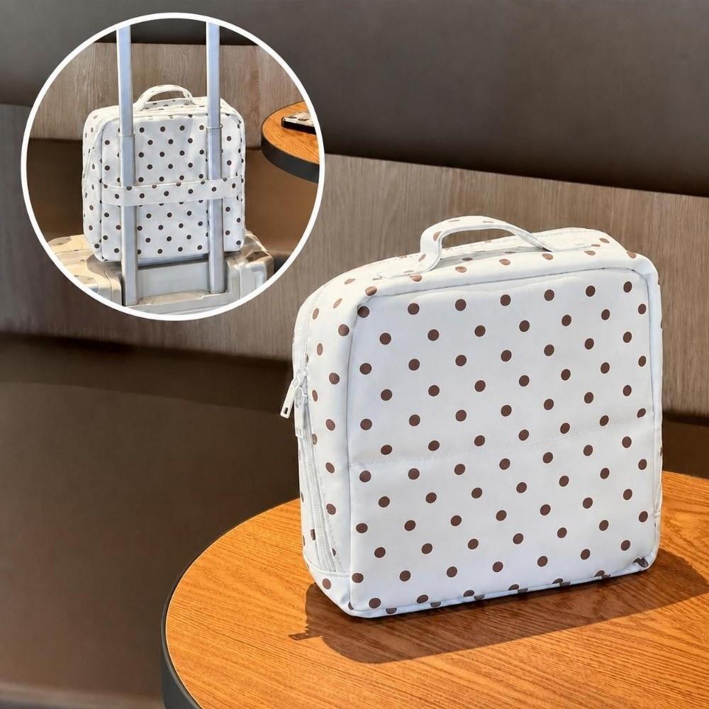Waterproof Travel Storage Bag Multi-layer Handbag Polka Dot Stand-up Cosmetic Bag For Women