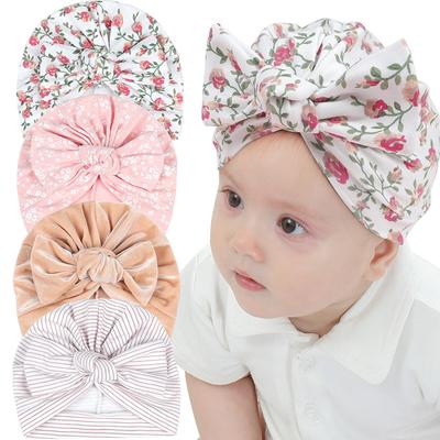 Weicher Baumwoll-Blumen-Turbanhut für Baby-Mädchen Schleife Stirnband Neugeborenes Sommer Atmungsaktive Babymütze 0-6 Monate 2025