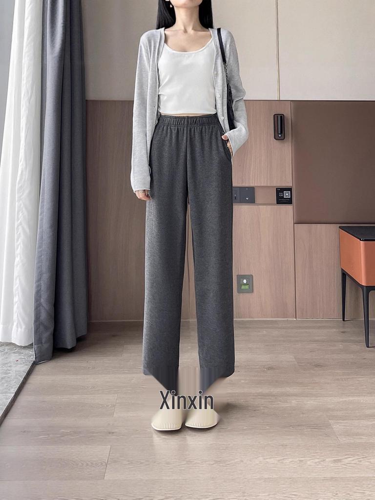 Damen 419 Acetat Wolle Weitbein Hose: Kleine gerade Hose für Frühling, Herbst und Winter.