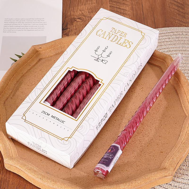 Candlestick Long Candle Romantic Spiral Birthday Western Food Candlelight Dinner Thread Home Wedding Gold Silver Red European Candle