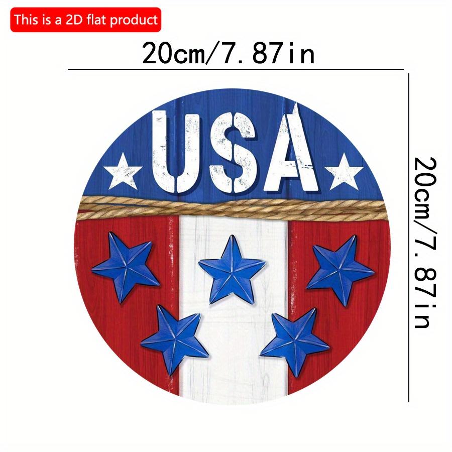 

2D плоский 20*20см1шт тема флага США красные, белые и синие полосы звездные элементы круглый орнамент, патриотический День независимости приветственный знак для стены, простой 20*20cm