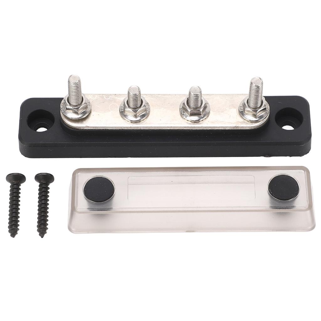 Battery Junction Block with Transparent Shell 4 Post M5 Terminal Power Distribution for Car RV Ships