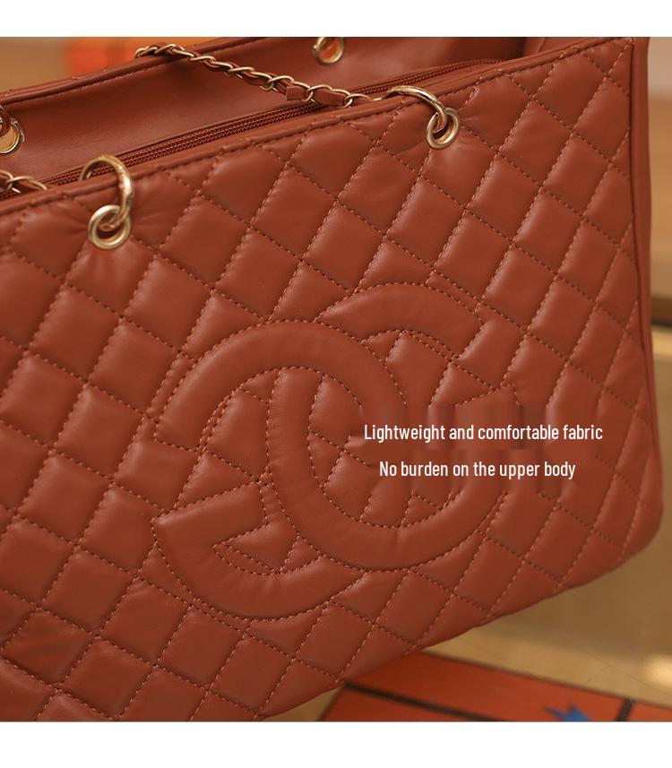 Women's Fashion Diamond Pattern Chain Tote Bag