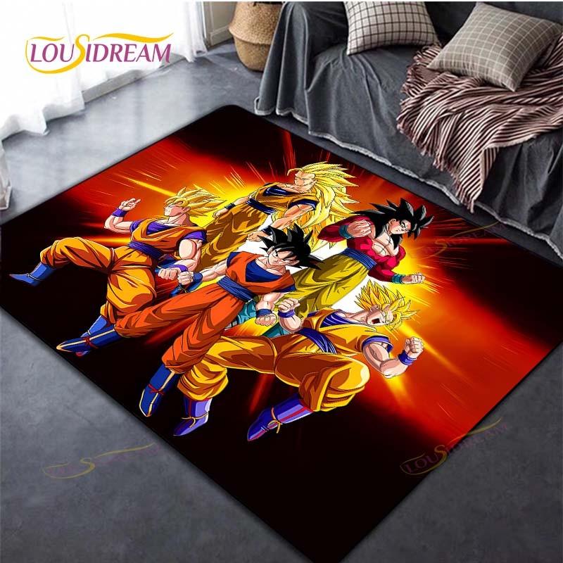 Alfombra antideslizante con dibujos de Dragon Ball Goku para suelo, alfombra cuadrada de calidad para habitación, suelo de baño y cocina extraíble, alfombra impermeable