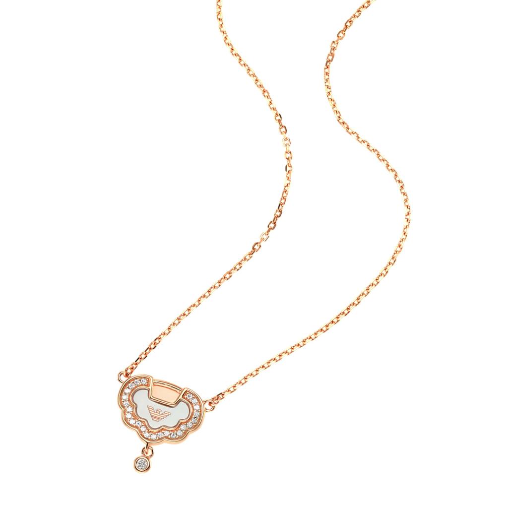 Emporio Armani Rose Gold Tone Sterling Silver Pendant EG3553221 Women's Necklace,