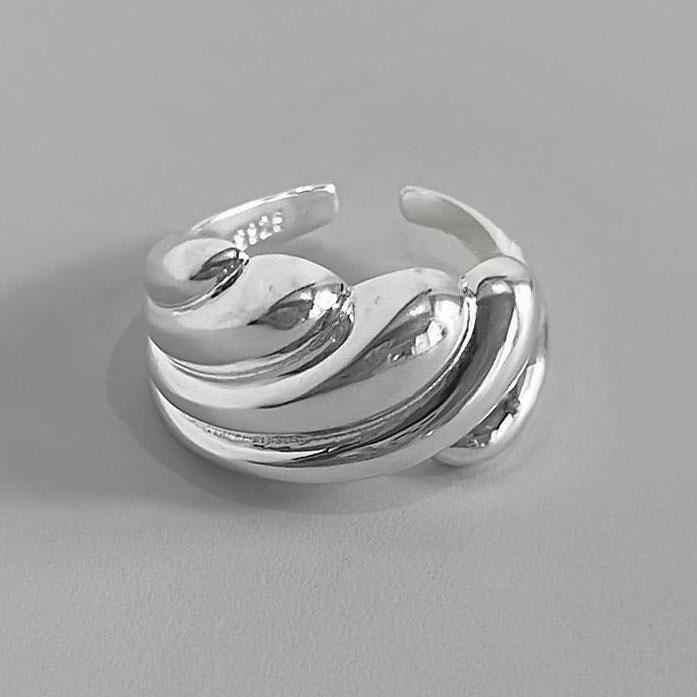 925 Sterling Silver Rings For Women Geometric Fine Jewelry Finger Adjustable Gold Interware CZ Ring For Party Birthday Gift