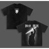 Vintage Anime Jujutsu Kaisen T-shirt Men Clothing Hiromi Higuruma Washed Tshirt Top Summer Short Sleeve Loose Cotton Tee Shirt