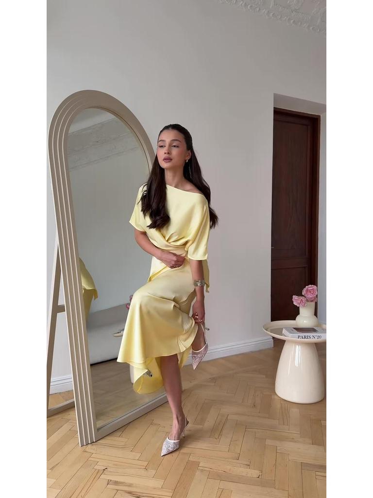 2025 Summer Noble Sexy Short Sleeve Long Dress Set for Women