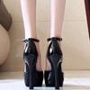 Black word with bag head sandals fashion high heel sandals thick heel waterproof table pointed temperament