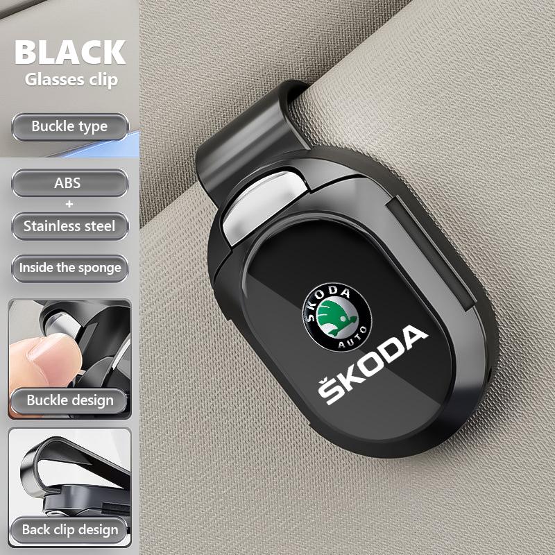 BAUS3 Multifunctional card holder Car visor Glasses clip Accessorie For Skoda Rapid Octavia Derivative Enyaq-iV VisionS Yeti Scala